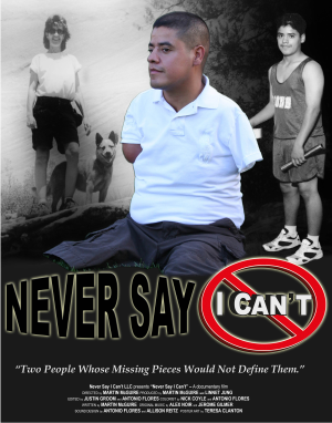 Never Say I Can’t documentary poster, designed by Teresa Clanton, combining portraits of the film’s subjects.